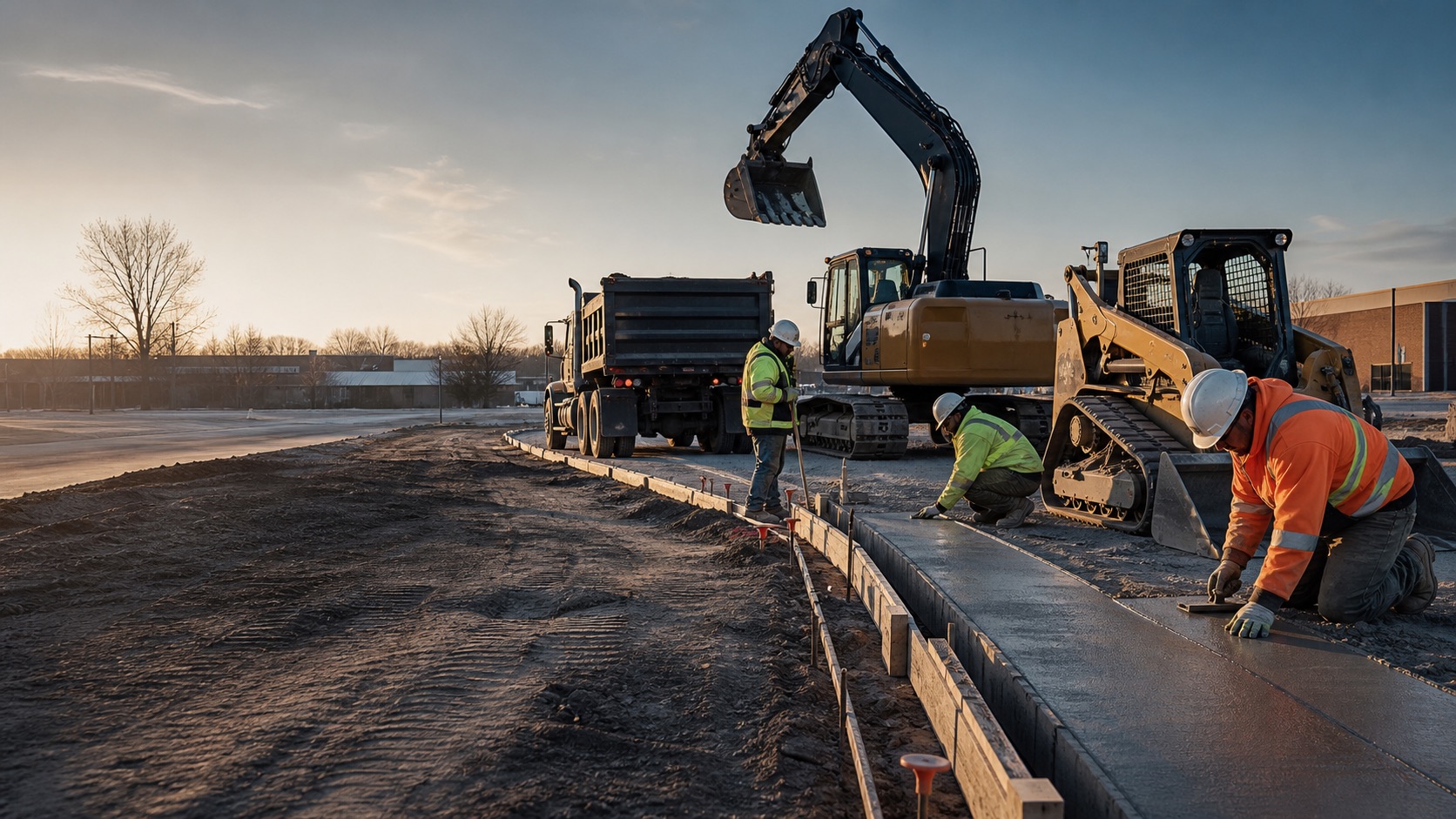 Heavy equipment and civil concrete illustration